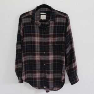 AEO Purple Plaid Button Down